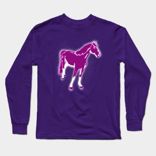 Colorful Animals - magenta horse Long Sleeve T-Shirt